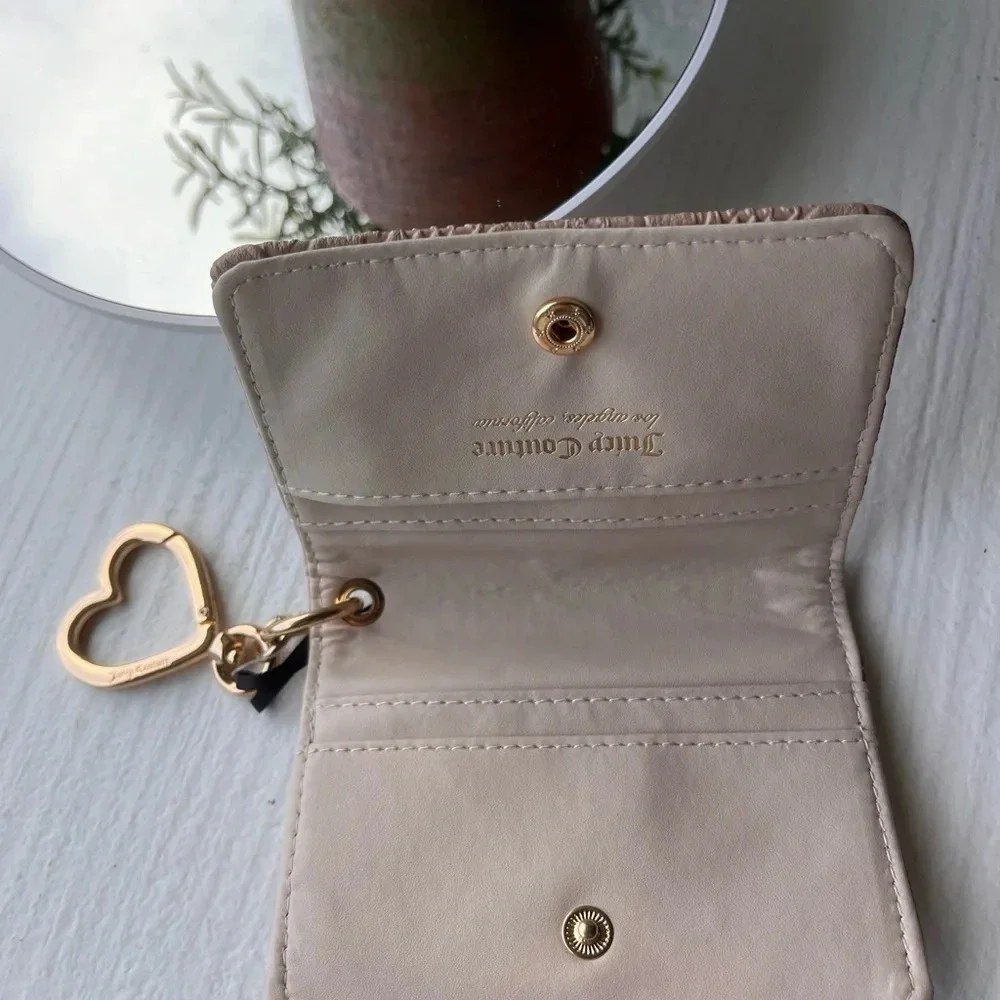 Juicy Couture Upgrade U Card Case ID Wallet Nude Beige Café Key Fob NWT
